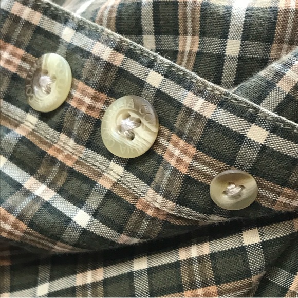 Columbia Button Down Plaid Shirt Green Brown cream Mens size Large - Picture 7 of 10